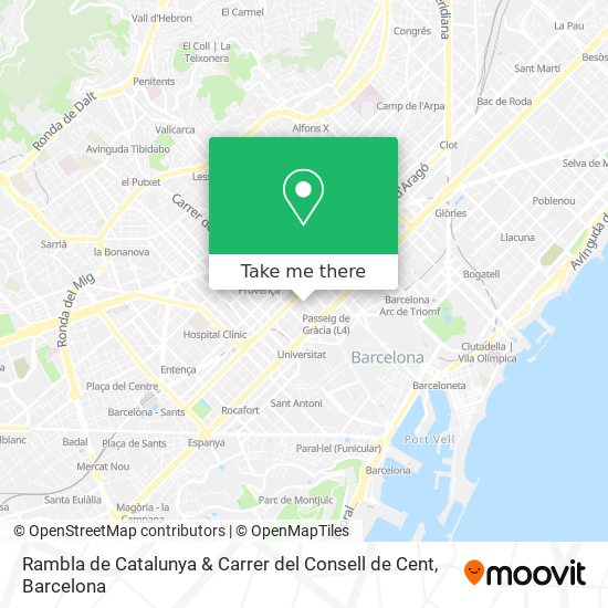 mapa Rambla de Catalunya & Carrer del Consell de Cent