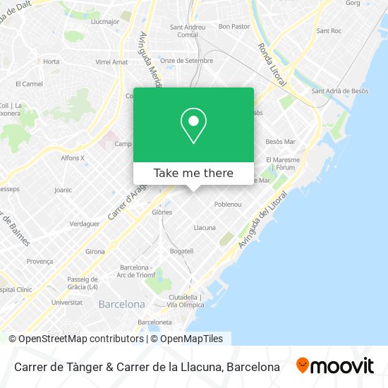 mapa Carrer de Tànger & Carrer de la Llacuna