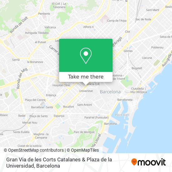 Gran Via de les Corts Catalanes & Plaza de la Universidad map