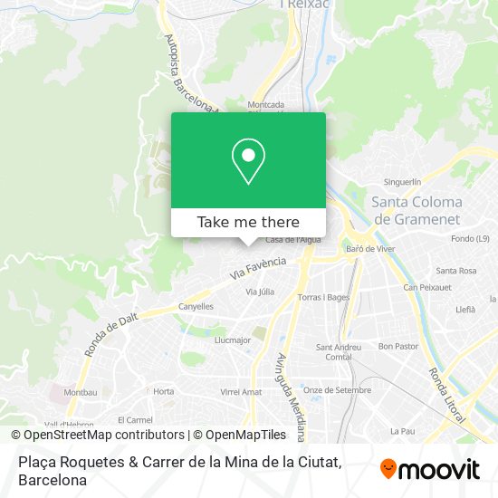 mapa Plaça Roquetes & Carrer de la Mina de la Ciutat