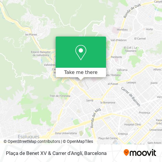 mapa Plaça de Benet XV & Carrer d'Anglí