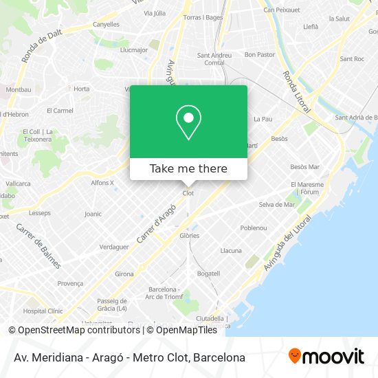 mapa Av. Meridiana - Aragó - Metro Clot