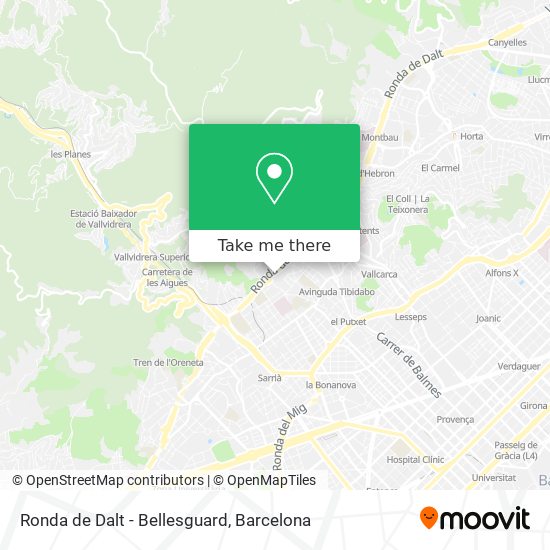 Ronda de Dalt - Bellesguard map