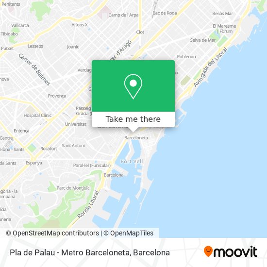 Pla de Palau - Metro Barceloneta map