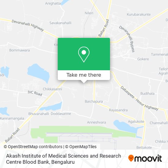 Akash Institute of Medical Sciences and Research Centre Blood Bank map