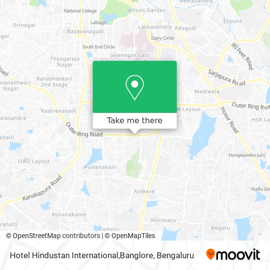 Hotel Hindustan International,Banglore map