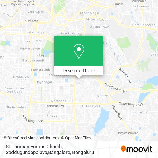 St Thomas Forane Church, Saddugundepalaya,Bangalore map