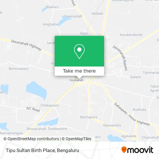 Tipu Sultan Birth Place map