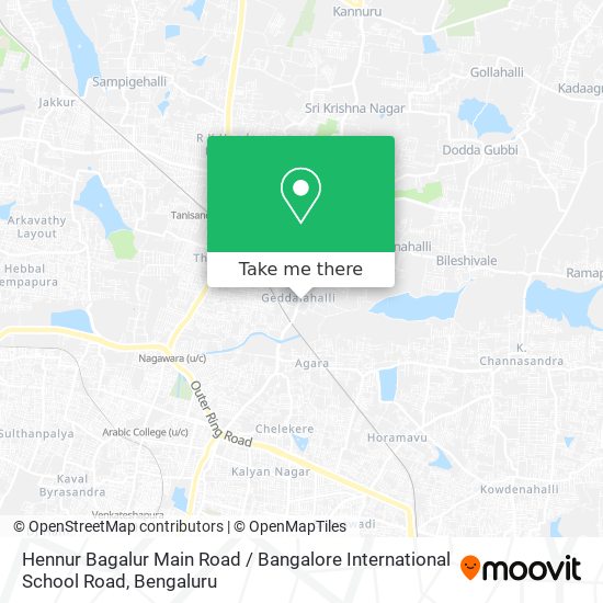 Hennur Bagalur Main Road / Bangalore International School Road map