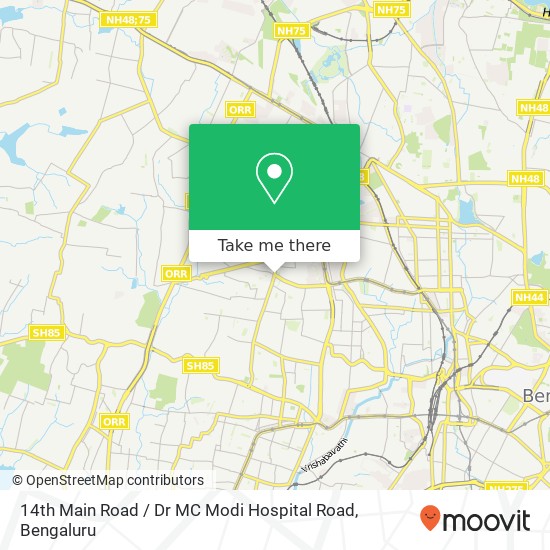 14th Main Road / Dr MC Modi Hospital Road map