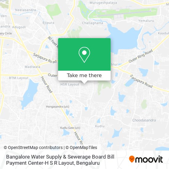 Bangalore Water Supply & Sewerage Board Bill Payment Center-H S R Layout map