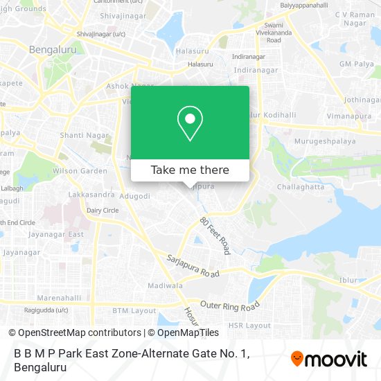 B B M P Park East Zone-Alternate Gate No. 1 map
