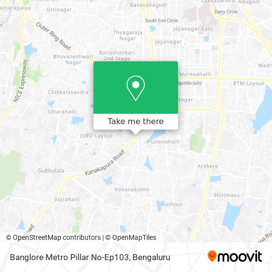 Banglore Metro Pillar No-Ep103 map