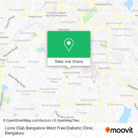 Lions Club Bangalore West Free Diabetic Clinic map