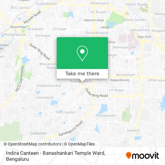 Indira Canteen - Banashankari Temple Ward map