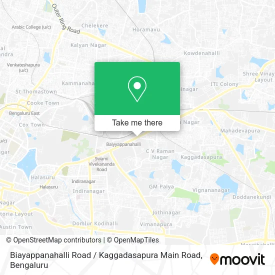 Biayappanahalli Road / Kaggadasapura Main Road map