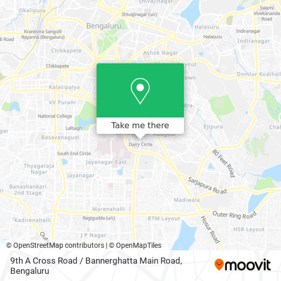 9th A Cross Road / Bannerghatta Main Road map