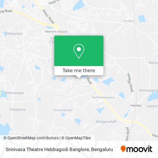 Srinivasa Theatre Hebbagodi Banglore map