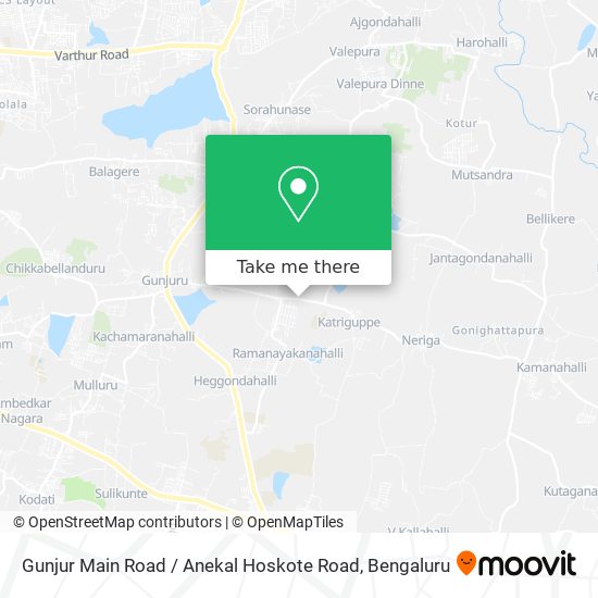Gunjur Main Road / Anekal Hoskote Road map