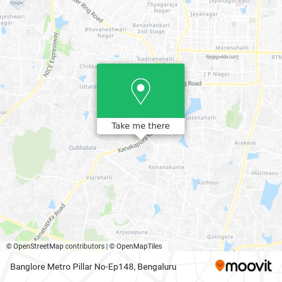 Banglore Metro Pillar No-Ep148 map