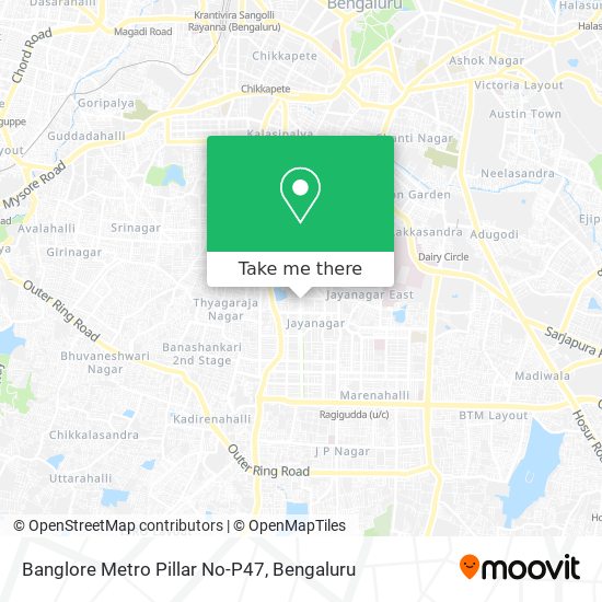 Banglore Metro Pillar No-P47 map