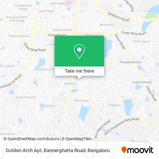 Golden Arch Apt, Bannerghatta Road map