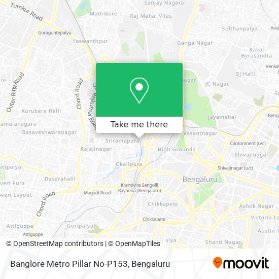 Banglore Metro Pillar No-P153 map