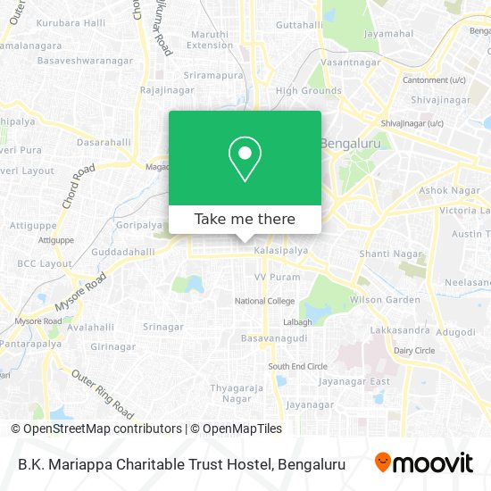 B.K. Mariappa Charitable Trust Hostel map