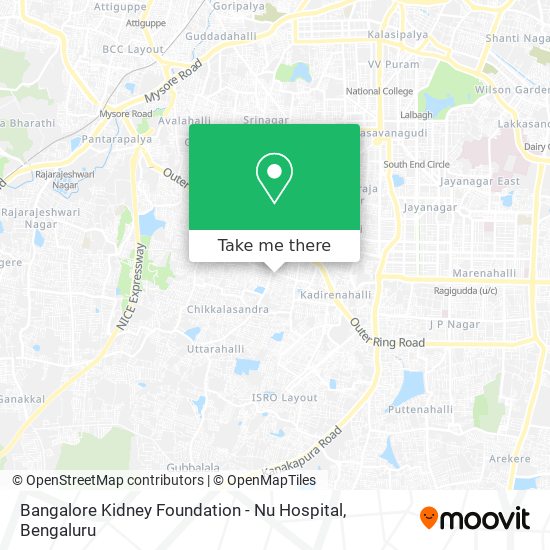 Bangalore Kidney Foundation - Nu Hospital map