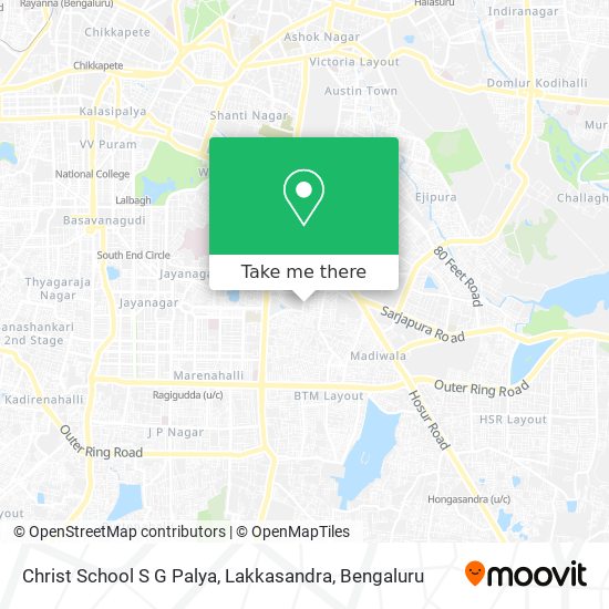 Christ School S G Palya, Lakkasandra map