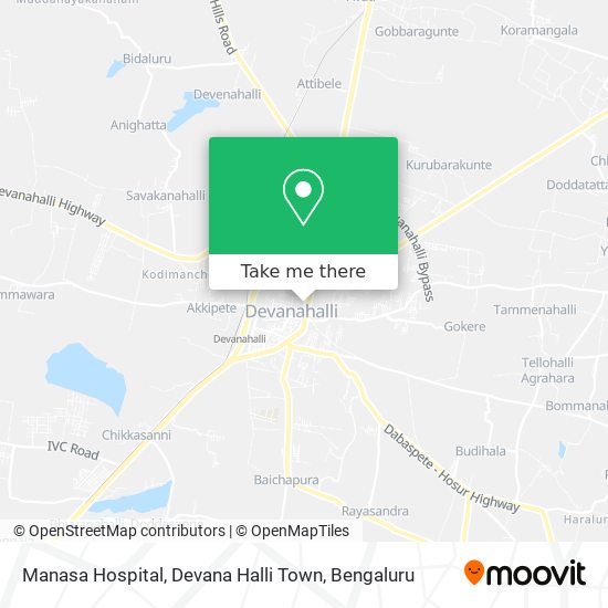 Manasa Hospital, Devana Halli Town map