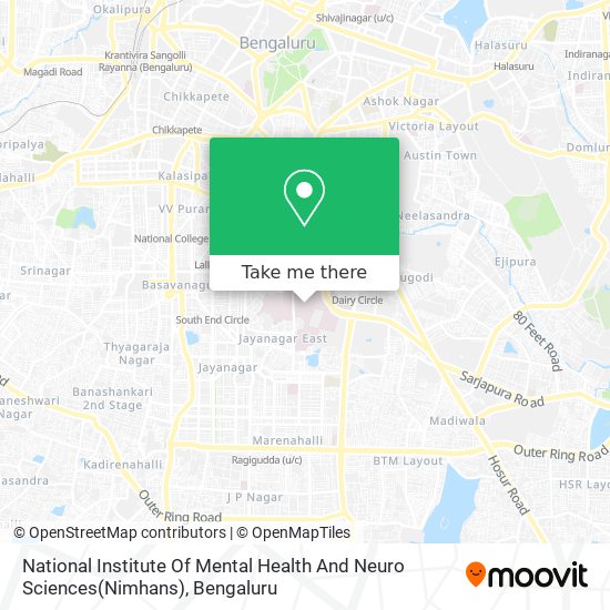 National Institute Of Mental Health And Neuro Sciences(Nimhans) map