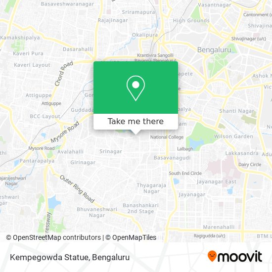 Kempegowda Statue map