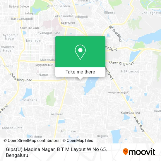 Glps(U) Madina Nagar, B T M Layout W No 65 map