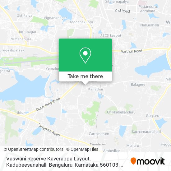 Vaswani Reserve Kaverappa Layout, Kadubeesanahalli Bengaluru, Karnataka 560103 map