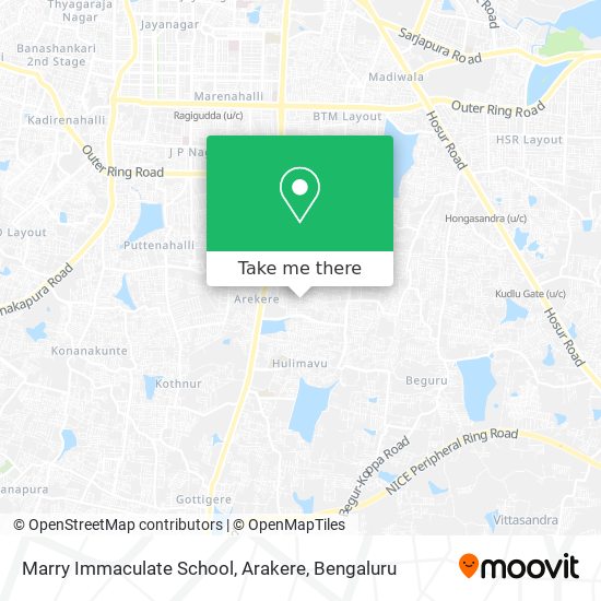 Marry Immaculate School, Arakere map