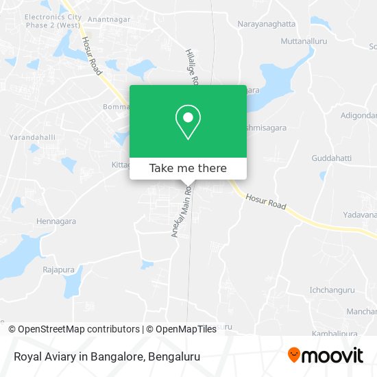 Royal Aviary in Bangalore map