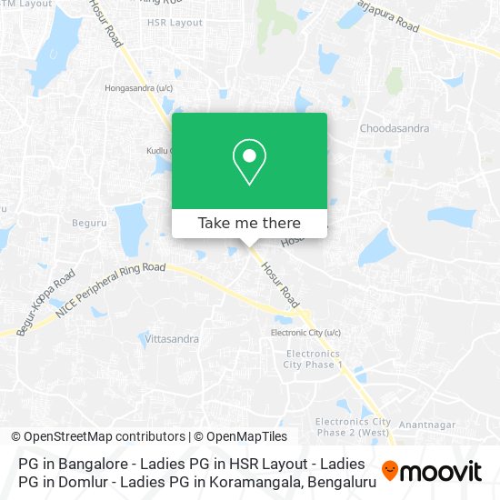 PG in Bangalore - Ladies PG in HSR Layout - Ladies PG in Domlur - Ladies PG in Koramangala map