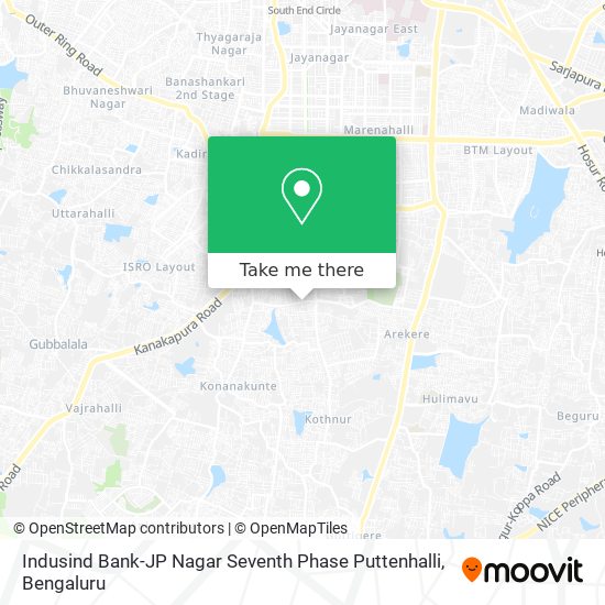 Indusind Bank-JP Nagar Seventh Phase Puttenhalli map