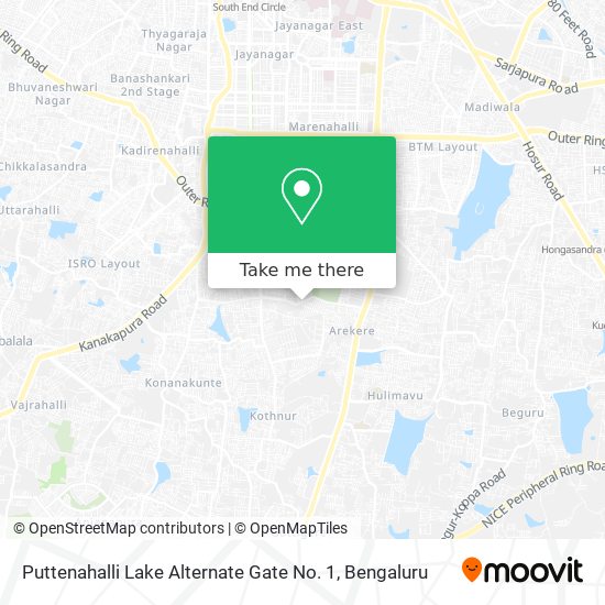 Puttenahalli Lake Alternate Gate No. 1 map