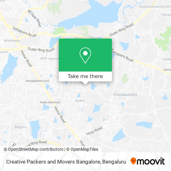 Creative Packers and Movers Bangalore map