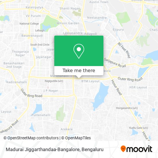 Madurai Jiggarthandaa-Bangalore map