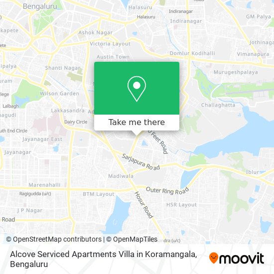 Alcove Serviced Apartments Villa in Koramangala map