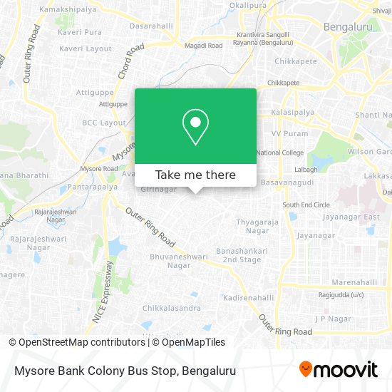 Mysore Bank Colony Bus Stop map