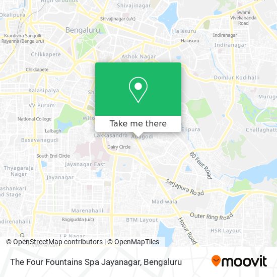 The Four Fountains Spa Jayanagar map