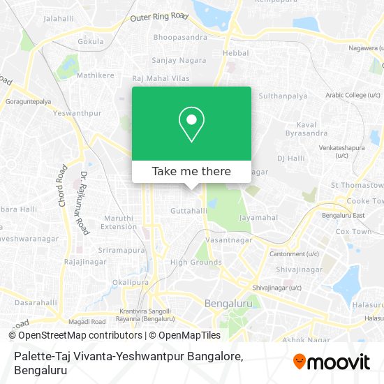 Palette-Taj Vivanta-Yeshwantpur Bangalore map