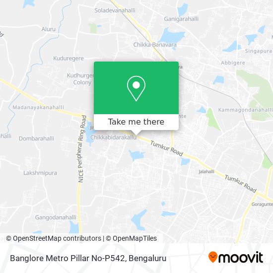 Banglore Metro Pillar No-P542 map