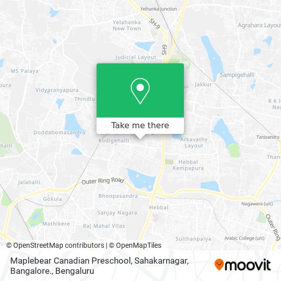 Maplebear Canadian Preschool, Sahakarnagar, Bangalore. map