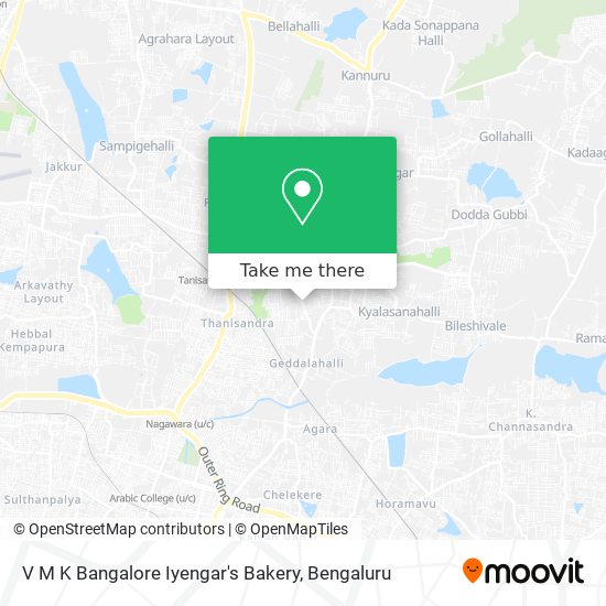 V M K Bangalore Iyengar's Bakery map