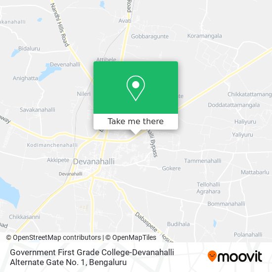Government First Grade College-Devanahalli Alternate Gate No. 1 map